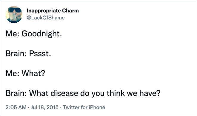 Funny tweet about overthinking.