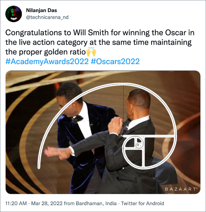 Twitter reacts to Will Smith slapping Chris Rock.