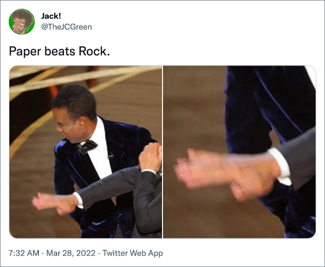 Twitter reacts to Will Smith slapping Chris Rock.