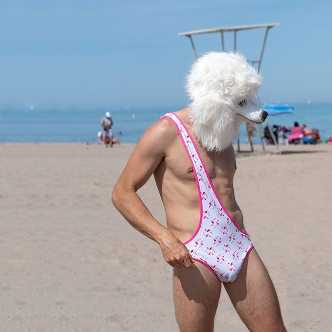 Brokini: bikini for men.