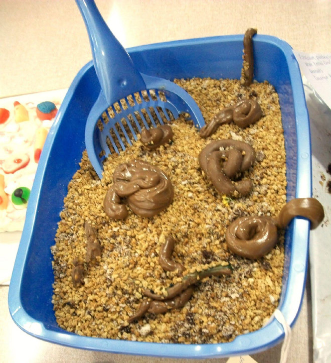 Cat litter cake.