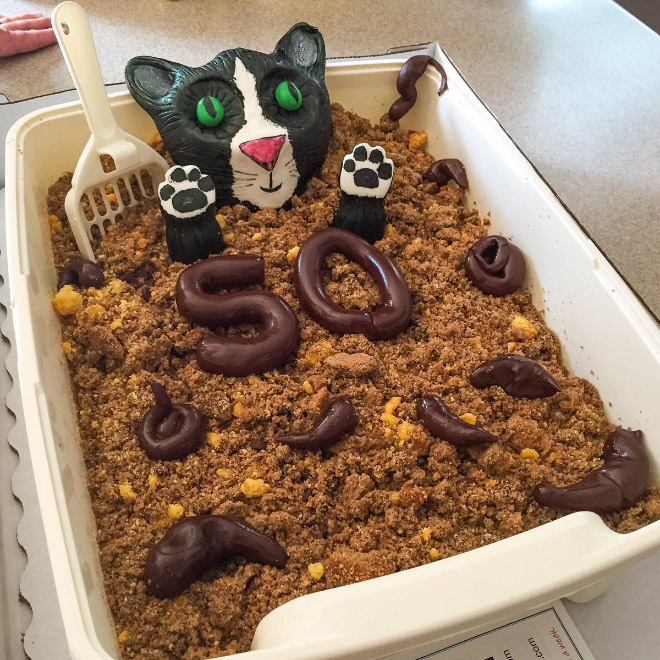 Cat litter cake.