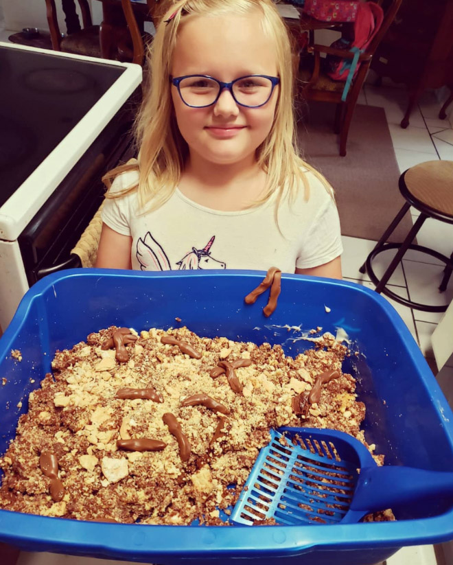 Cat litter cake.