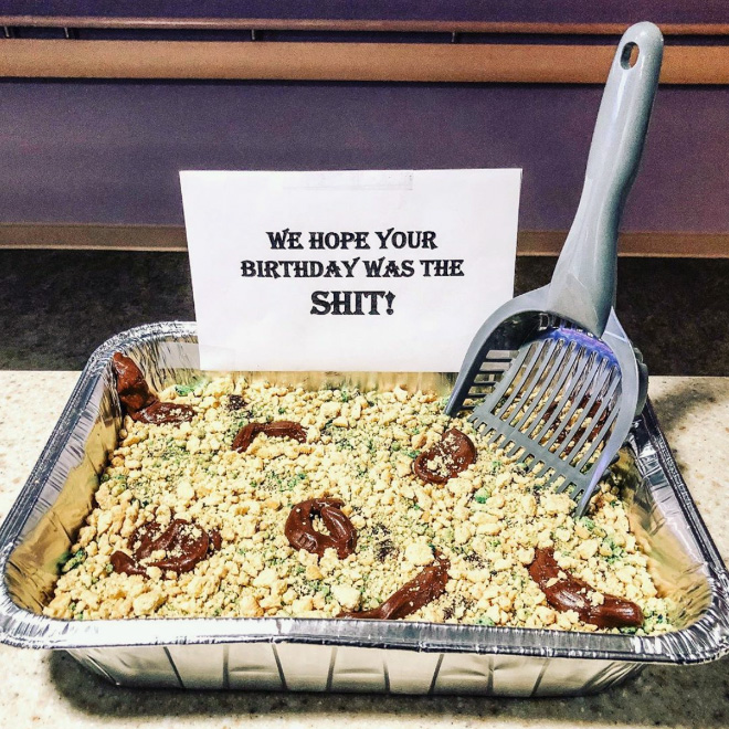 Cat litter cake.