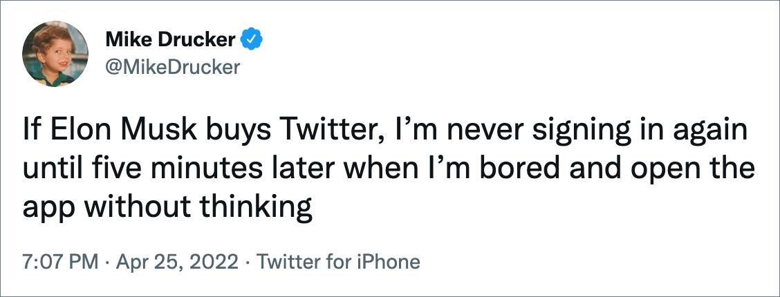 Reaction to Elon Musk buying Twitter.