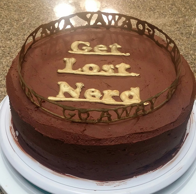 Funny farewell cake.