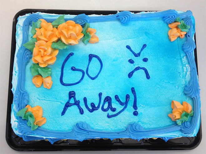 Funny farewell cake.