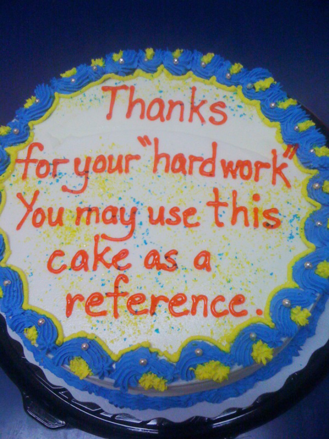 Funny farewell cake.