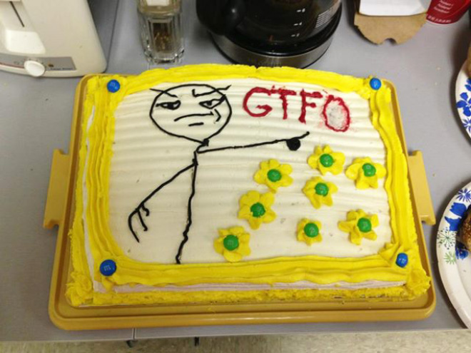 Funny farewell cake.