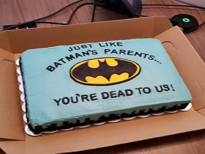 Funny farewell cake.