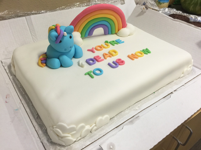 Funny farewell cake.