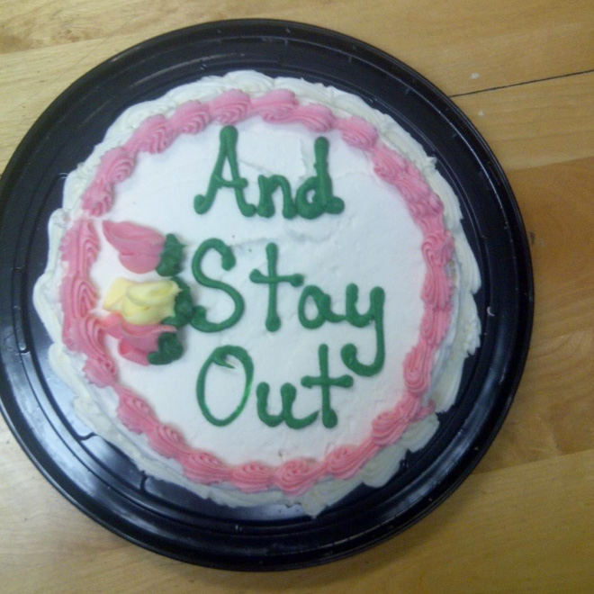 Funny farewell cake.