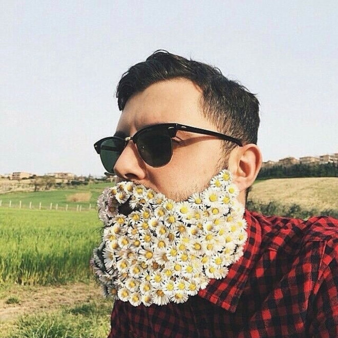 Flower beard trend.