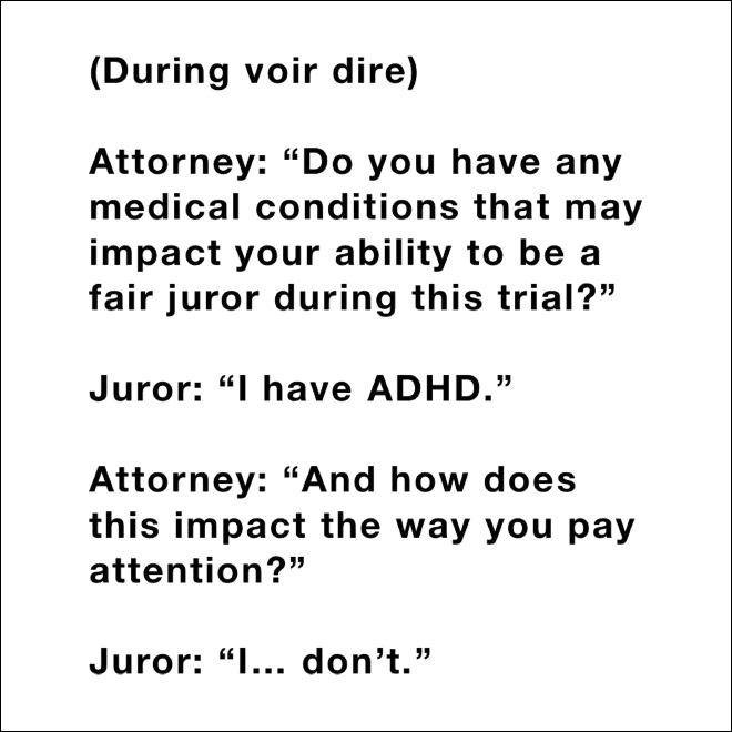 Funny courthouse conversation.