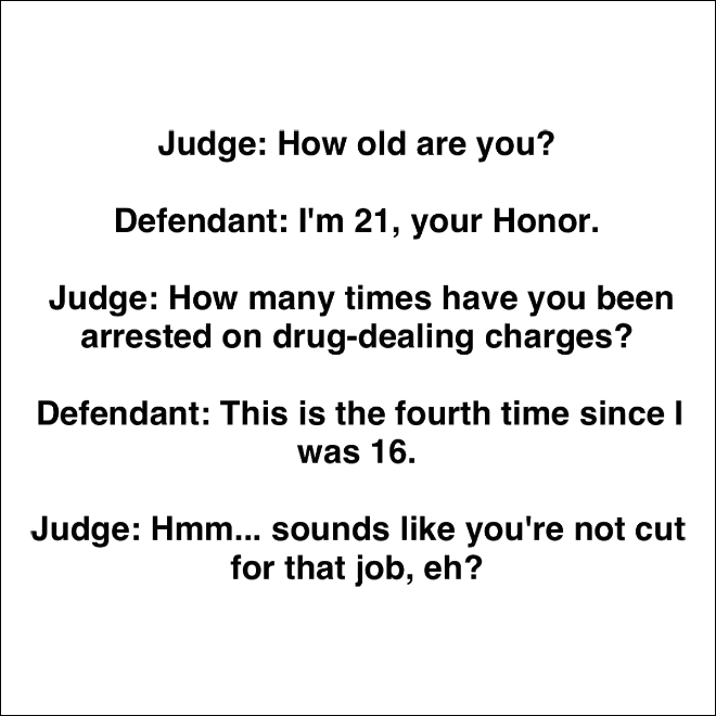 Funny courthouse conversation.