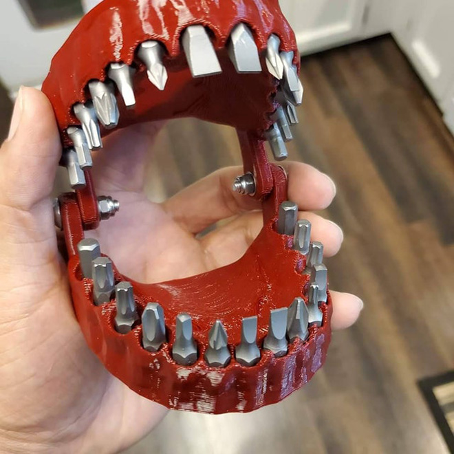 Denture screwdriver bit organizer.