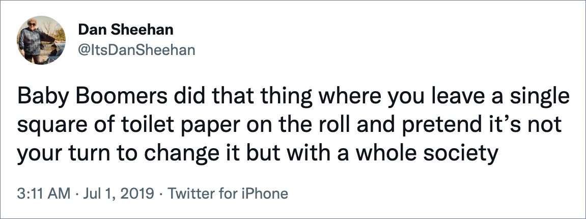 Millennials vs. baby boomers.