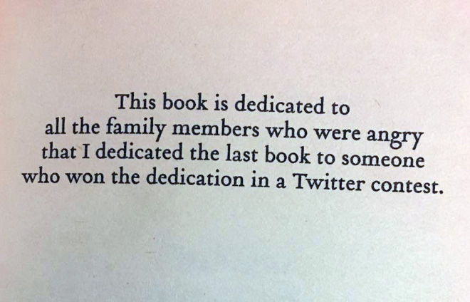 Brilliant book dedication.