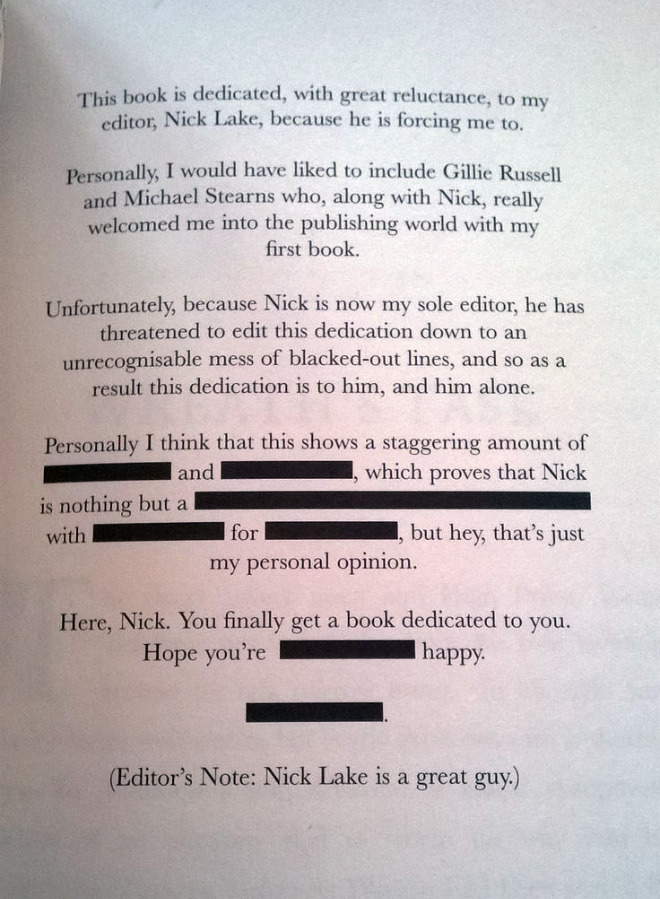 Brilliant book dedication.