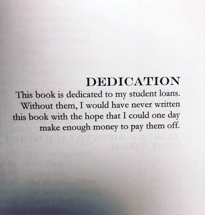 Brilliant book dedication.