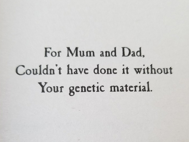 Brilliant book dedication.