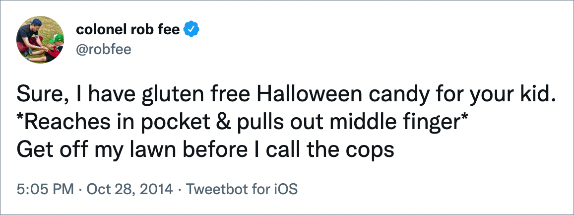 Funny Halloween tweet.