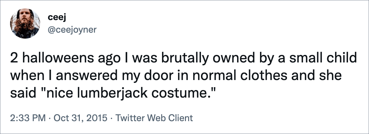 Funny Halloween tweet.