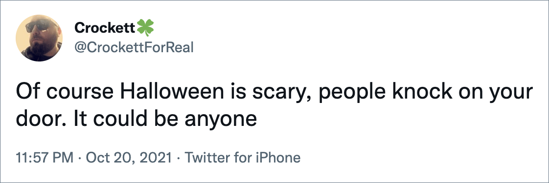 Funny Halloween tweet.