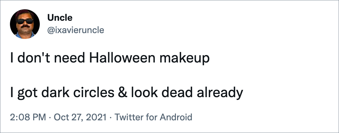 Funny Halloween tweet.