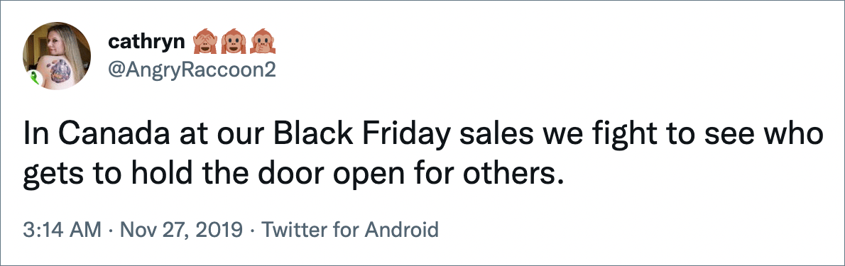 Funny Black Friday tweet.