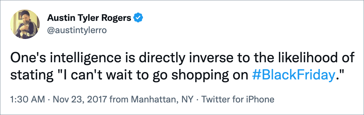 Funny Black Friday tweet.