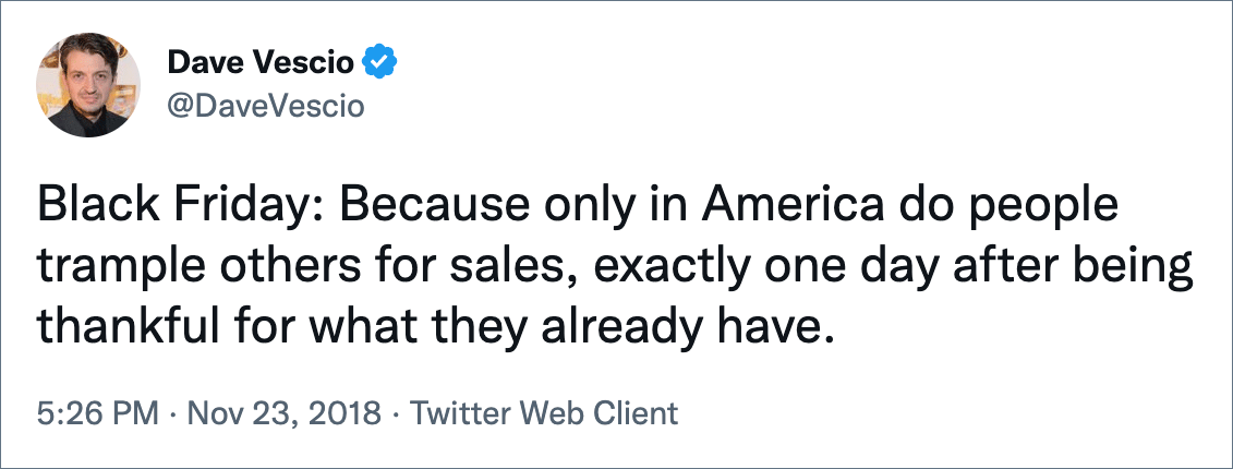 Funny Black Friday tweet.