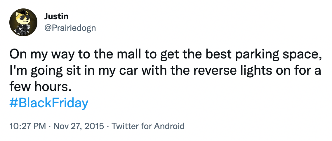 Funny Black Friday tweet.