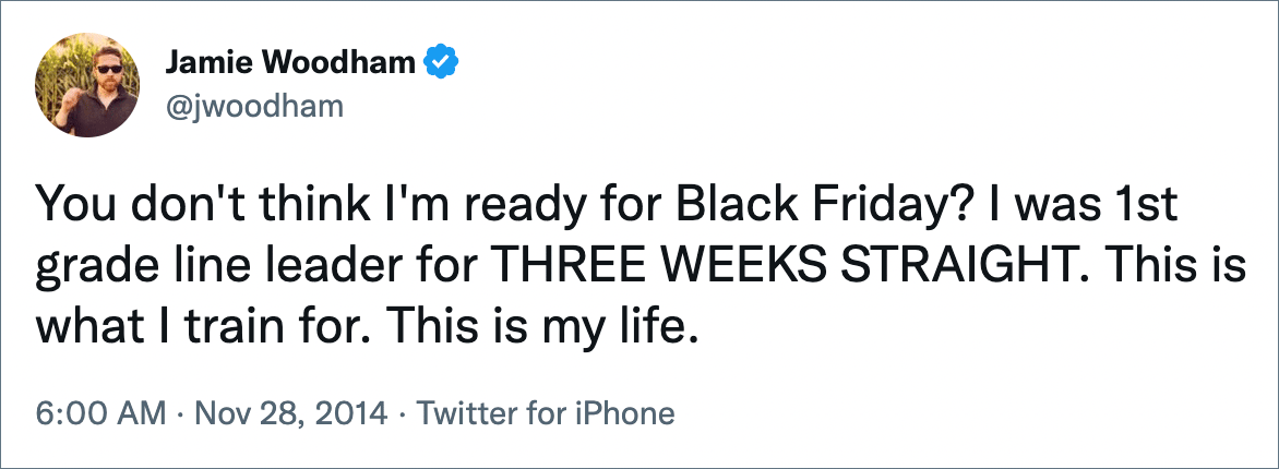 Funny Black Friday tweet.