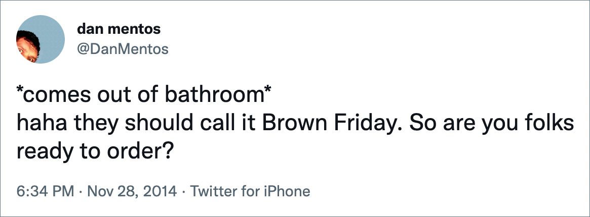 Funny Black Friday tweet.