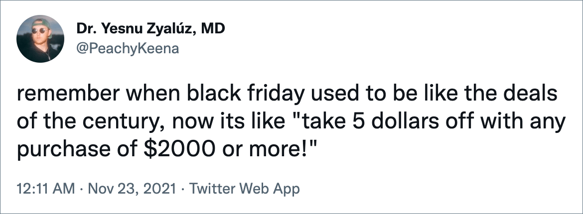 Funny Black Friday tweet.