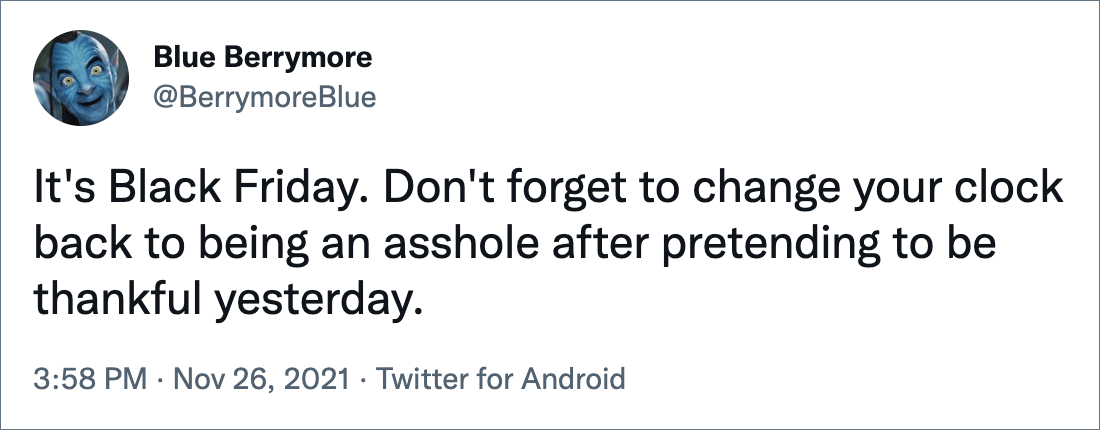 Funny Black Friday tweet.