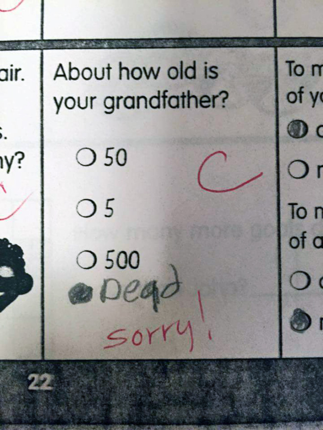 Funny failed test answer.