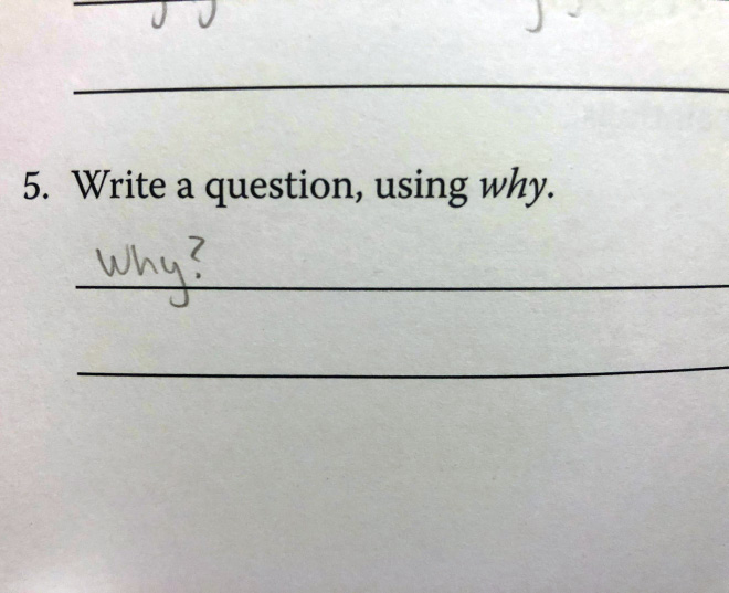 Funny failed test answer.