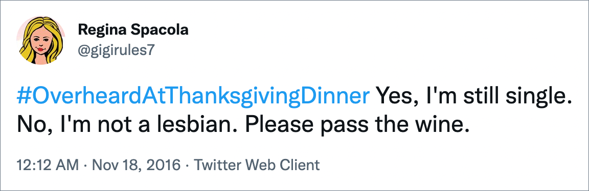 Funny Thanksgiving tweet.