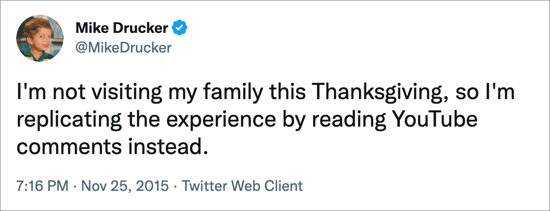 Funny Thanksgiving tweet.