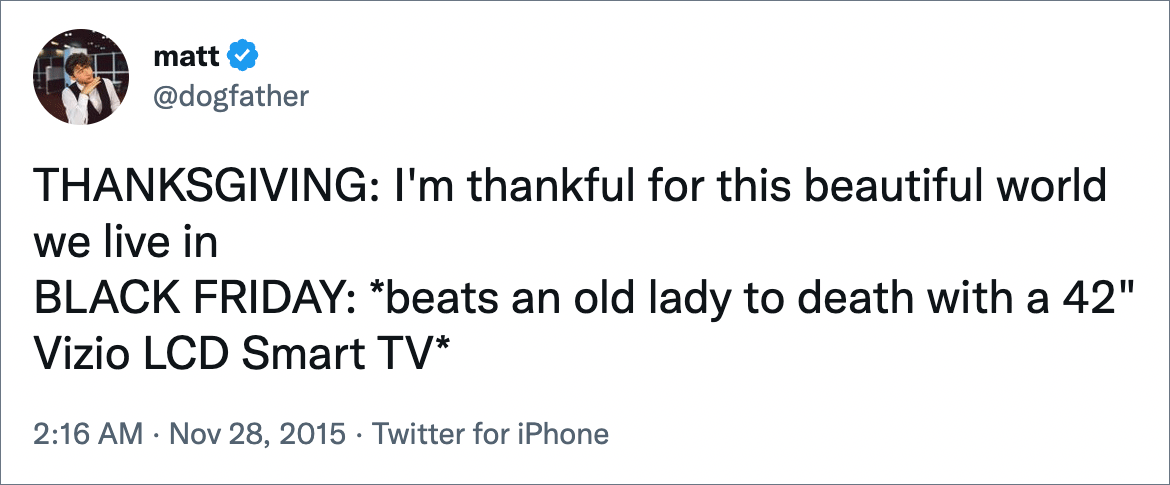 Funny Thanksgiving tweet.