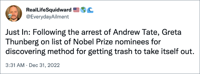 Twitter user roasting Andrew Tate.