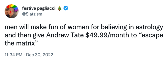 Twitter user roasting Andrew Tate.