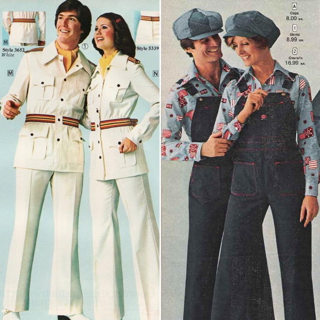 Ridiculous 1970s matching couple outfits.