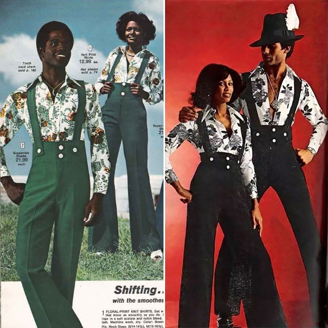 Ridiculous 1970s matching couple outfits.