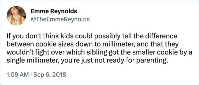 Sibling rivalry: funny parenting tweet.