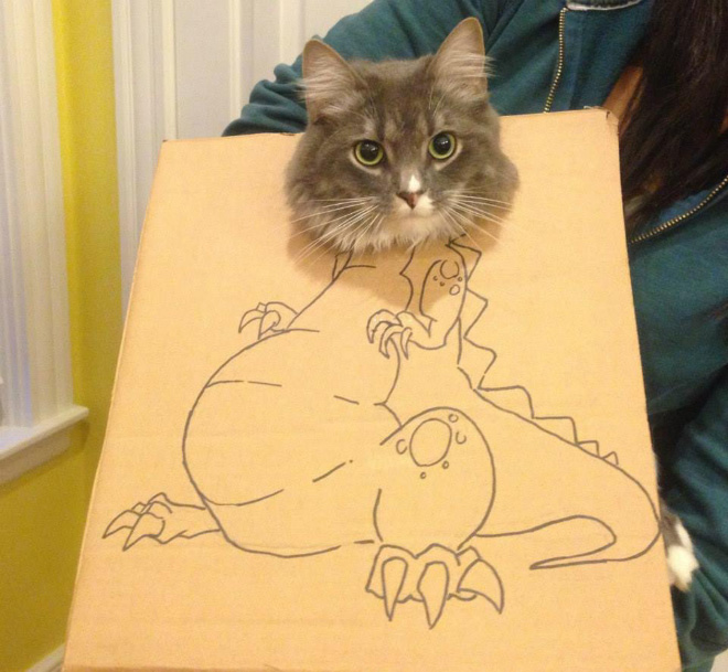 How to turn your ordinary cat into a dinosaur...