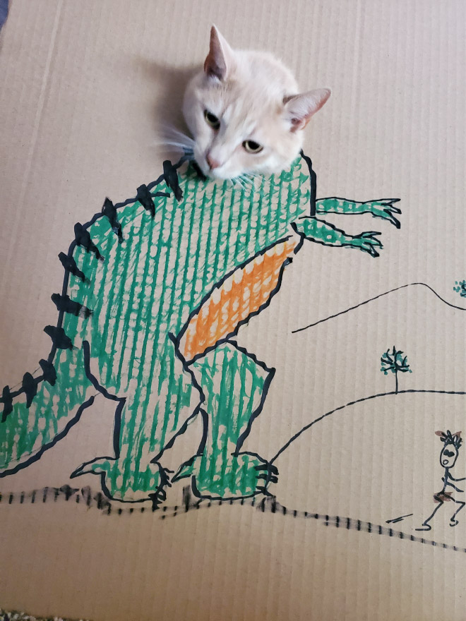 How to turn your ordinary cat into a dinosaur...