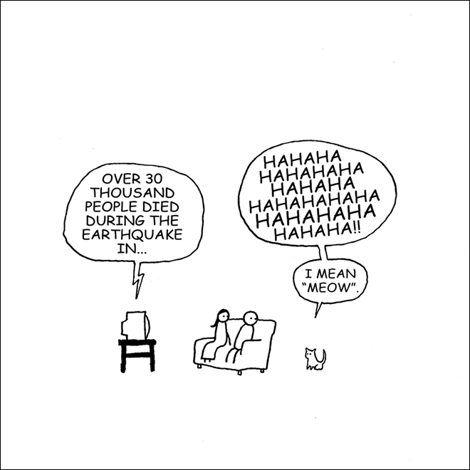 Dark humor cartoon by Hugleikur Dagsson.